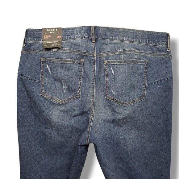 Torrid Bombshell‎ Skinny Jeans Womens Pluss 22 High Rise Destructed - Picture 6 of 12